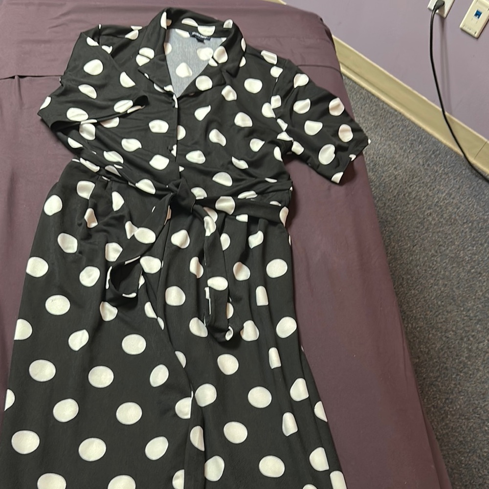 Studio Black and White Notched Collar Pantsuit